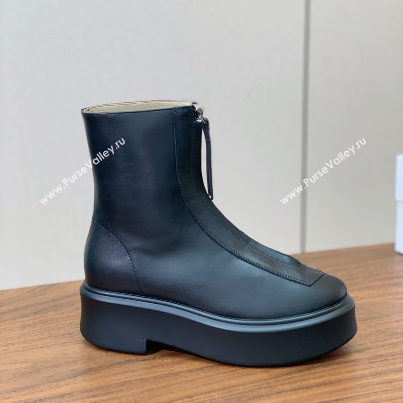 The Row Leather Zipped Platform Ankle Boots 5cm Black 2025 1028 (KL-251028074)