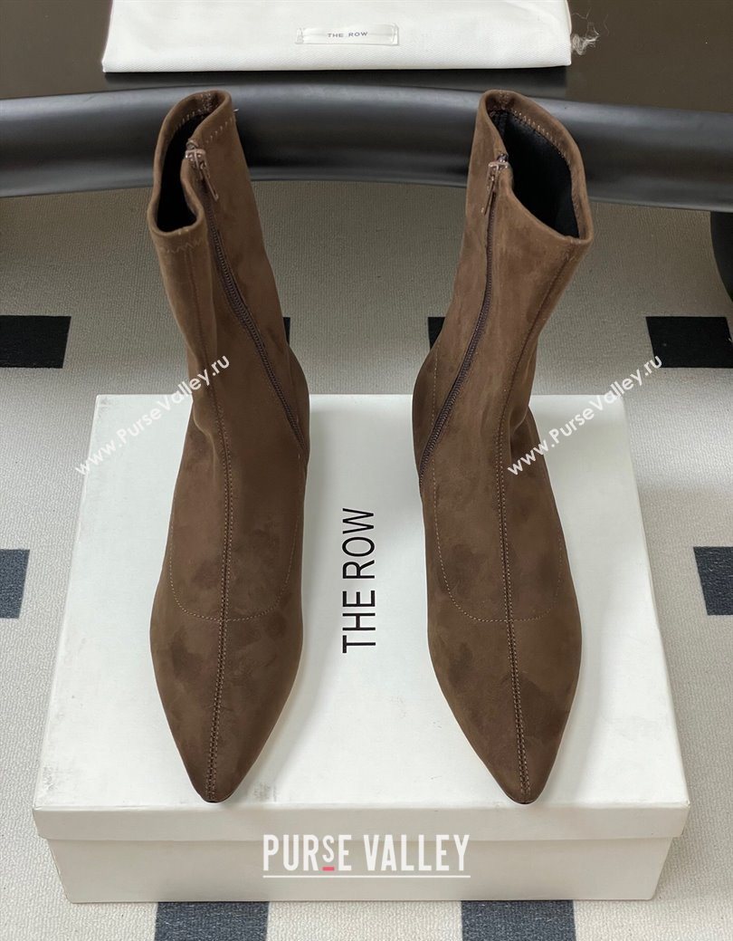 The Row Liisa Kitten Ankle Boot 3cm in Suede Brown 2025 (MD-251028059)