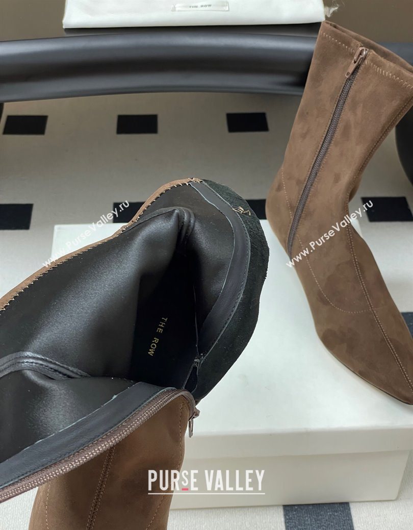 The Row Liisa Kitten Ankle Boot 3cm in Suede Brown 2025 (MD-251028059)