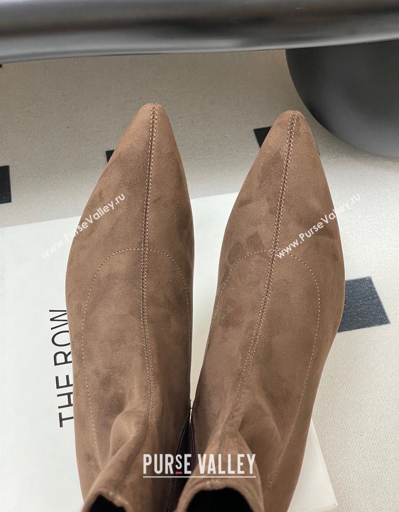 The Row Liisa Kitten Ankle Boot 3cm in Suede Brown 2025 (MD-251028059)