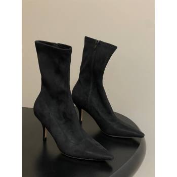 The Row Liisa Kitten Ankle Boot 8.5cm in Suede Black 2025 (MD-251028054)