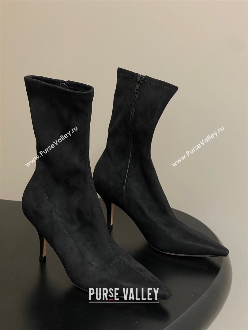 The Row Liisa Kitten Ankle Boot 8.5cm in Suede Black 2025 (MD-251028054)