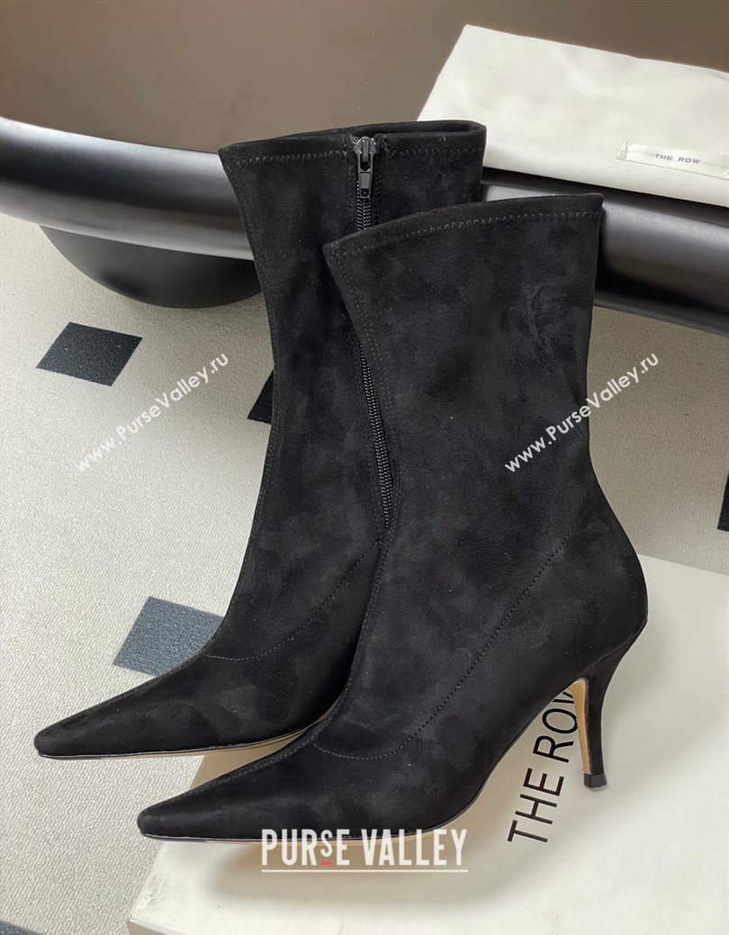 The Row Liisa Kitten Ankle Boot 8.5cm in Suede Black 2025 (MD-251028054)
