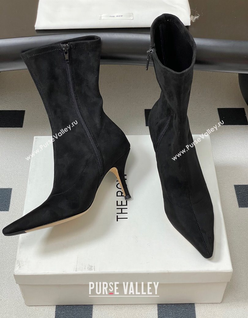 The Row Liisa Kitten Ankle Boot 8.5cm in Suede Black 2025 (MD-251028054)