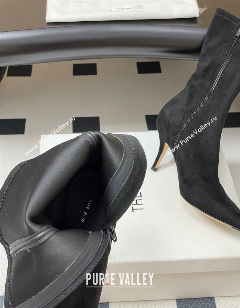 The Row Liisa Kitten Ankle Boot 8.5cm in Suede Black 2025 (MD-251028054)
