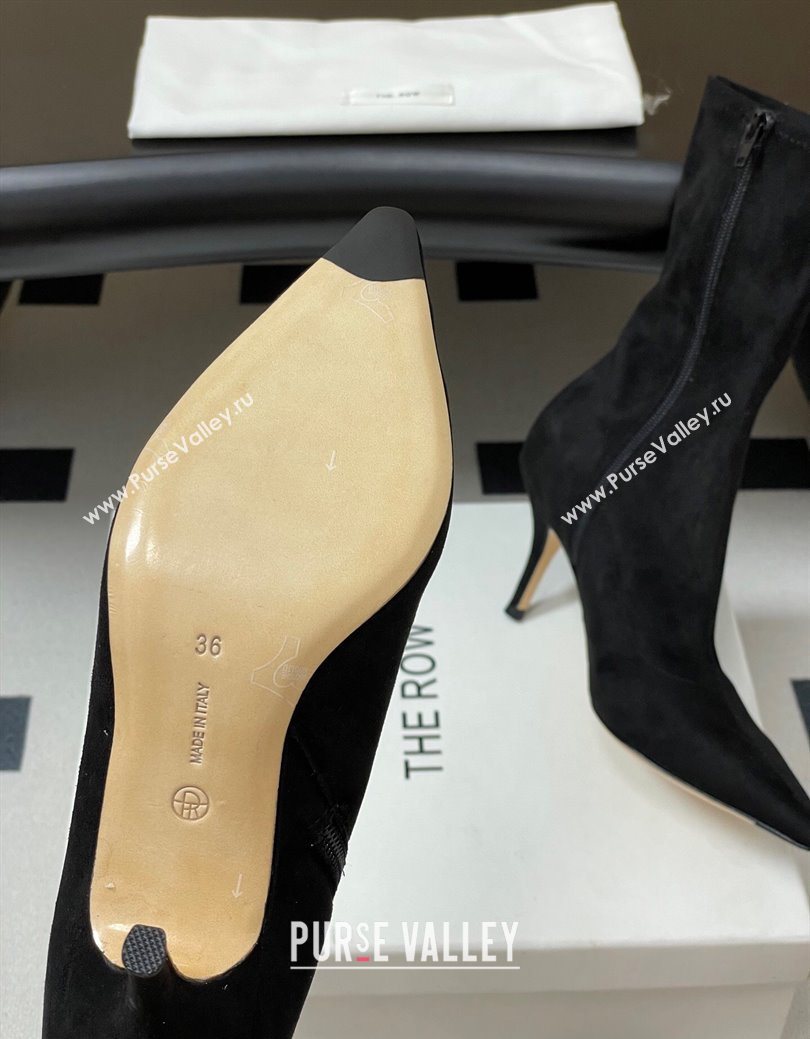 The Row Liisa Kitten Ankle Boot 8.5cm in Suede Black 2025 (MD-251028054)