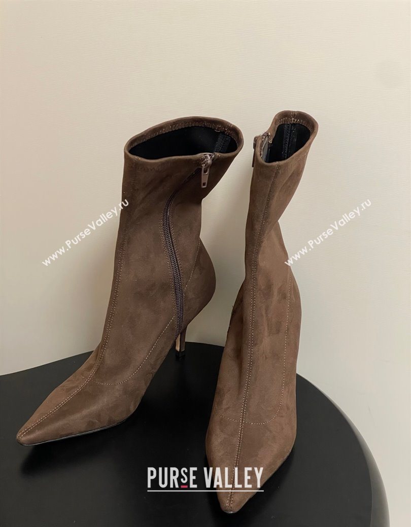 The Row Liisa Kitten Ankle Boot 8.5cm in Suede Brown 2025 (MD-251028055)