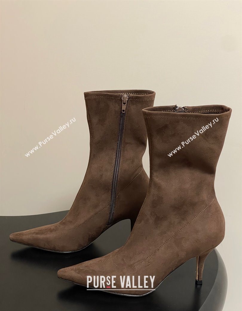 The Row Liisa Kitten Ankle Boot 8.5cm in Suede Brown 2025 (MD-251028055)