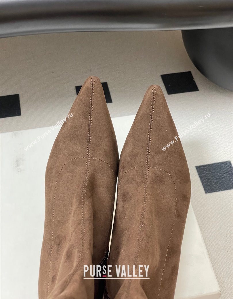The Row Liisa Kitten Ankle Boot 8.5cm in Suede Brown 2025 (MD-251028055)