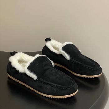 The Row Suede and Wool Flat Loafers Black 2025 TR120804 (MD-251208082)