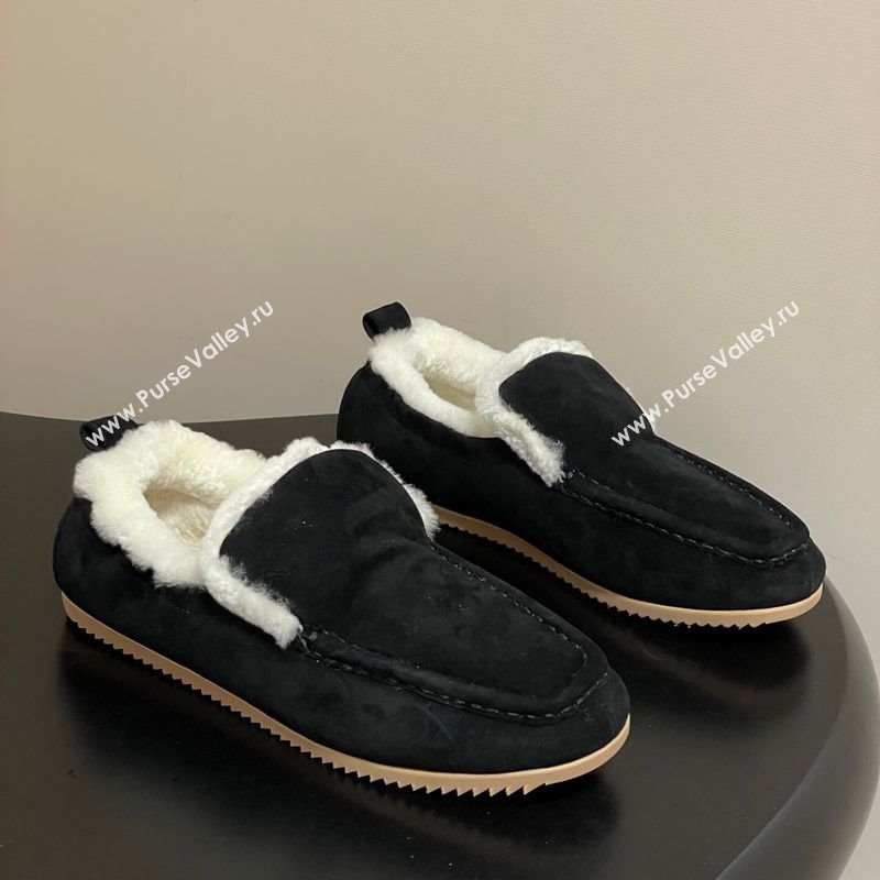 The Row Suede and Wool Flat Loafers Black 2025 TR120804 (MD-251208082)