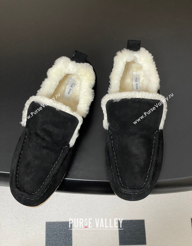 The Row Suede and Wool Flat Loafers Black 2025 TR120804 (MD-251208082)