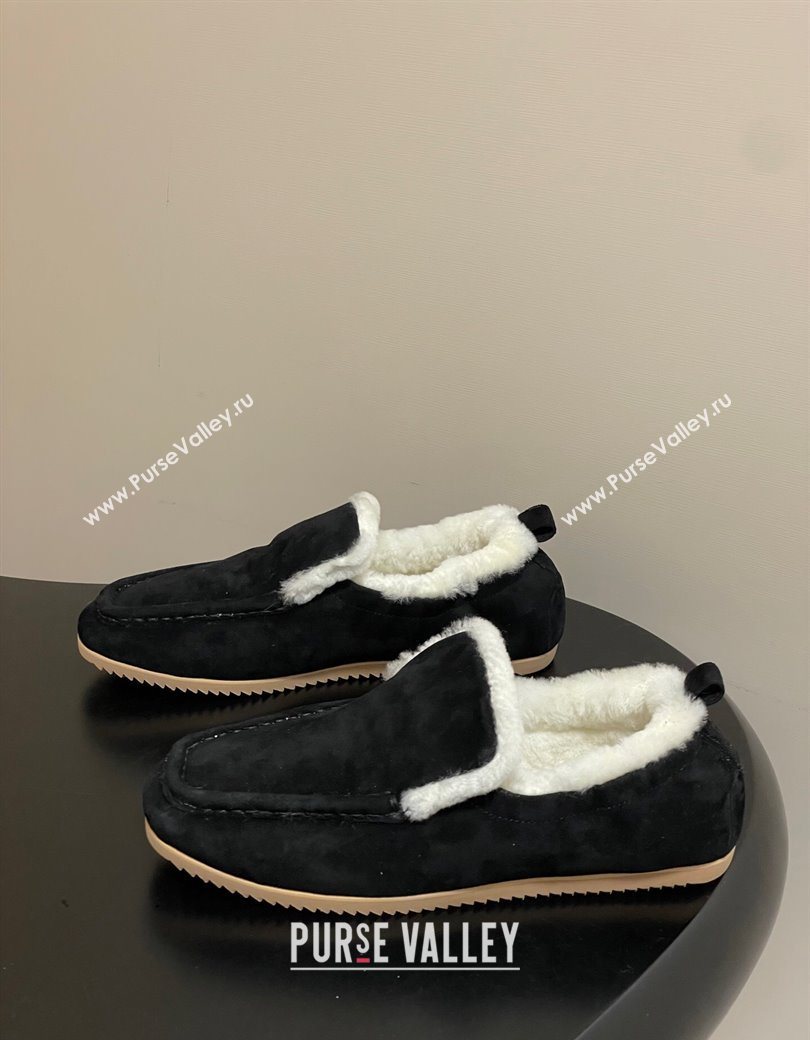 The Row Suede and Wool Flat Loafers Black 2025 TR120804 (MD-251208082)