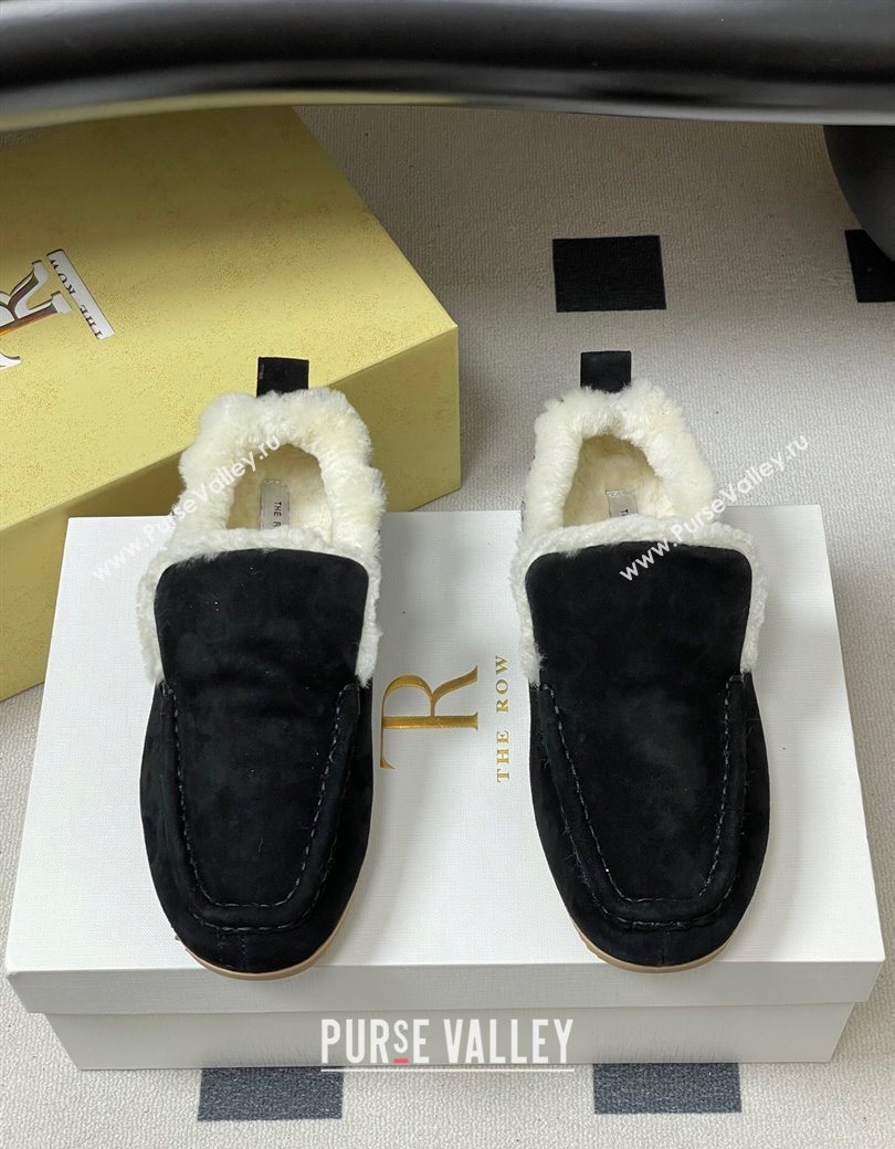 The Row Suede and Wool Flat Loafers Black 2025 TR120804 (MD-251208082)