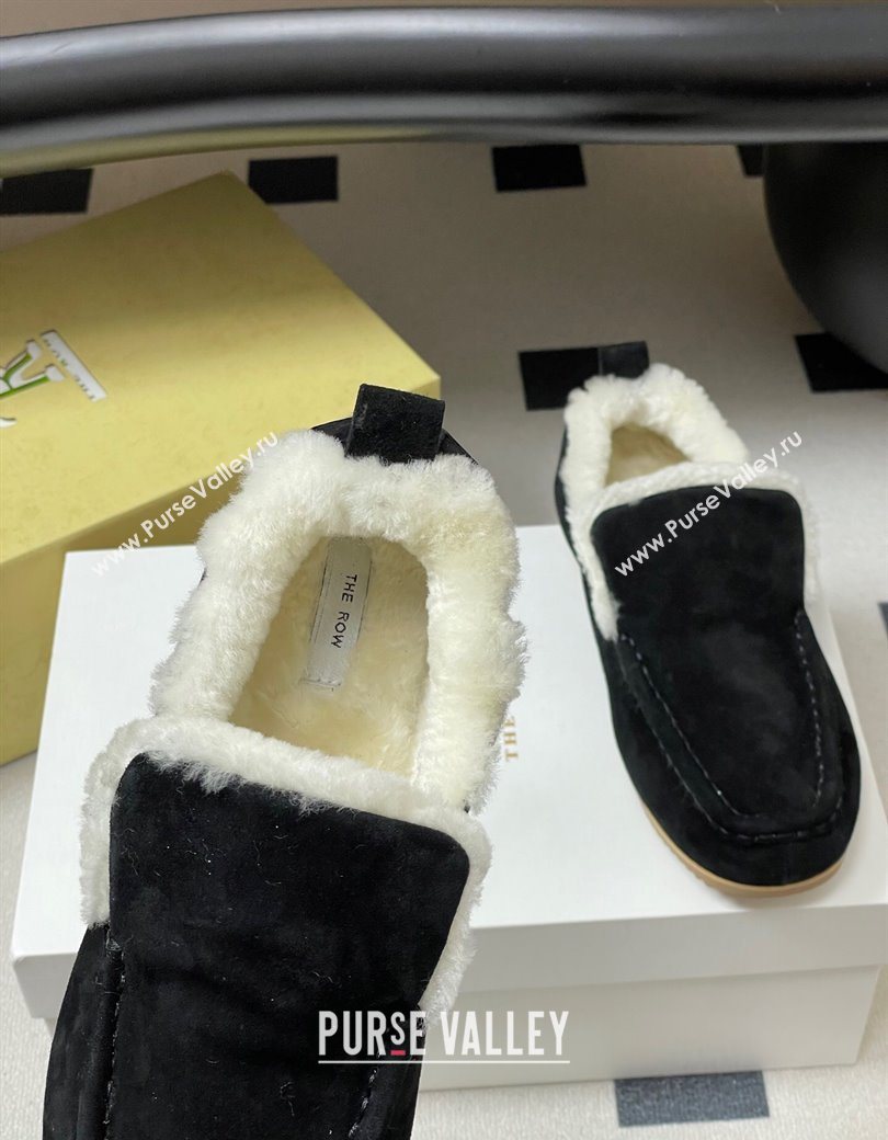 The Row Suede and Wool Flat Loafers Black 2025 TR120804 (MD-251208082)