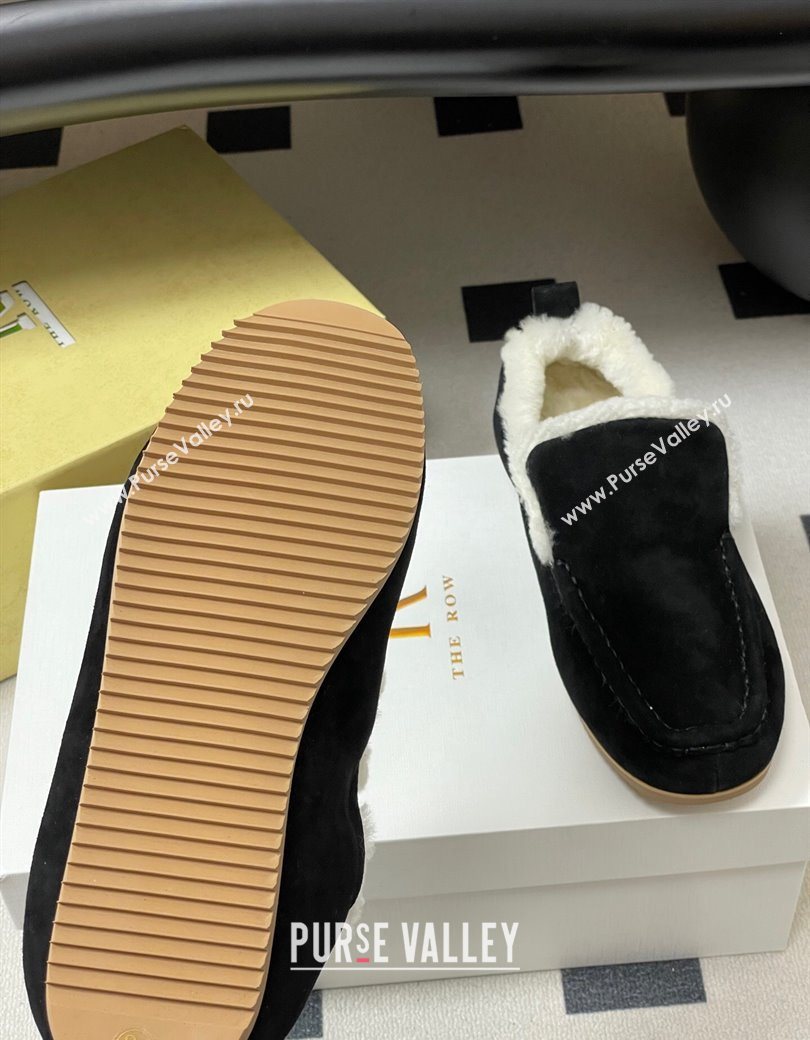 The Row Suede and Wool Flat Loafers Black 2025 TR120804 (MD-251208082)