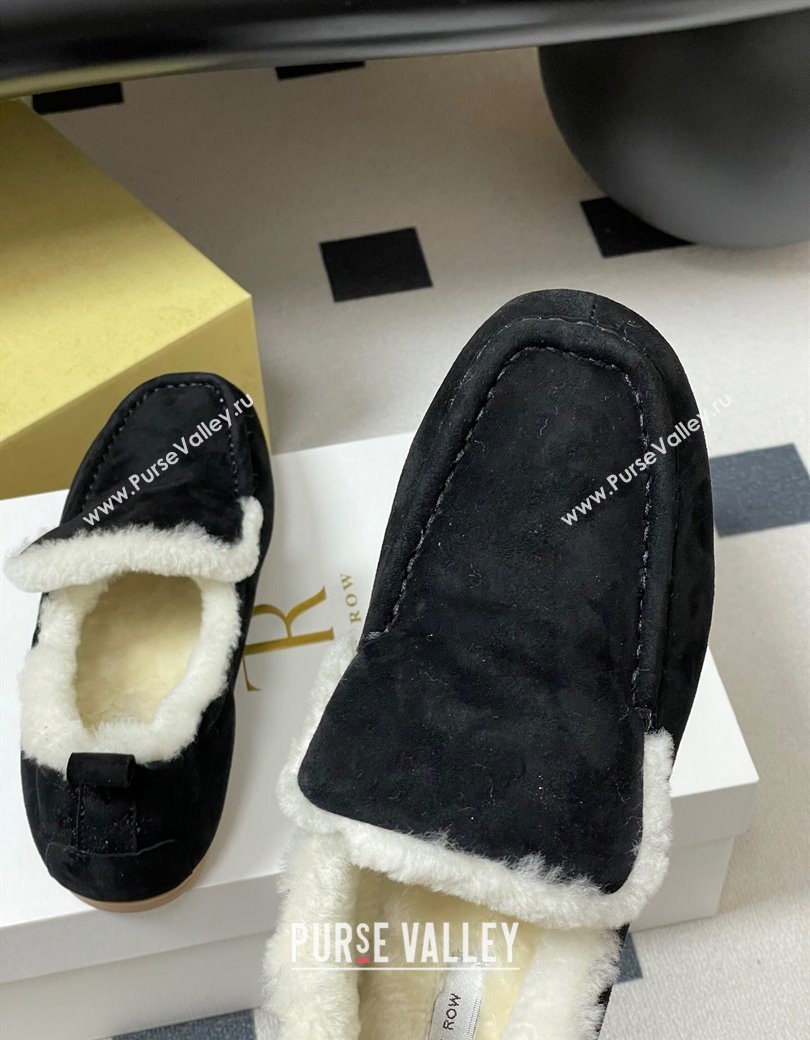 The Row Suede and Wool Flat Loafers Black 2025 TR120804 (MD-251208082)