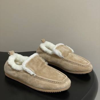 The Row Suede and Wool Flat Loafers Beige 2025 TR120804 (MD-251208083)