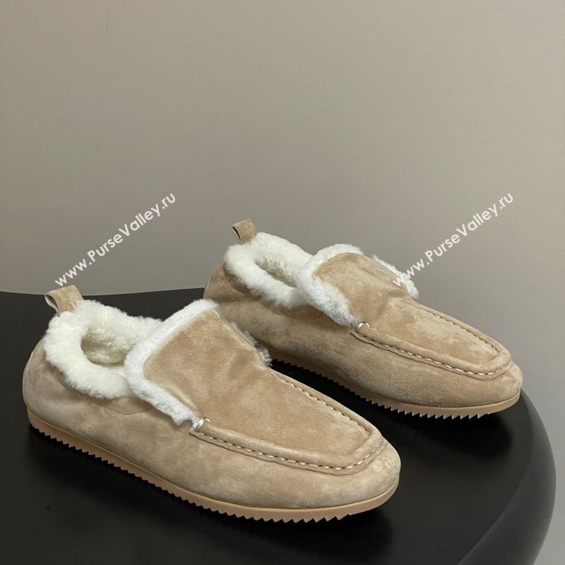 The Row Suede and Wool Flat Loafers Beige 2025 TR120804 (MD-251208083)