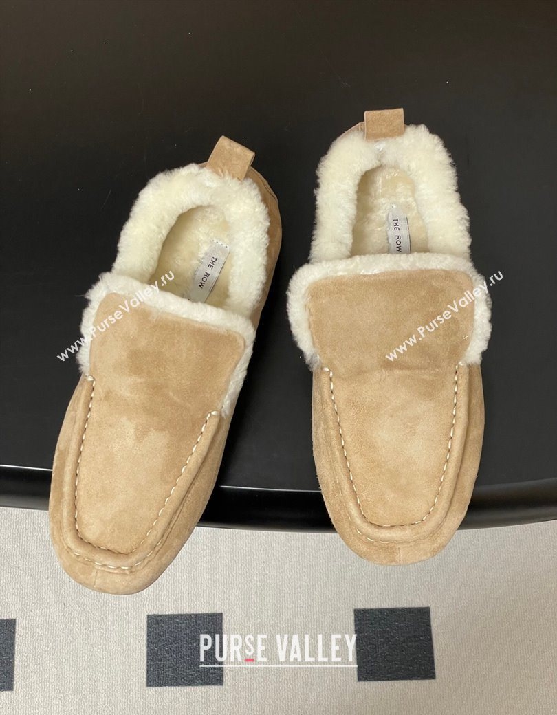 The Row Suede and Wool Flat Loafers Beige 2025 TR120804 (MD-251208083)