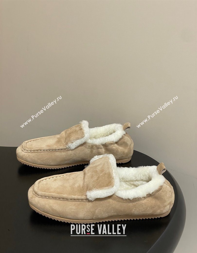 The Row Suede and Wool Flat Loafers Beige 2025 TR120804 (MD-251208083)