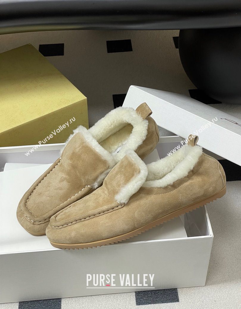 The Row Suede and Wool Flat Loafers Beige 2025 TR120804 (MD-251208083)