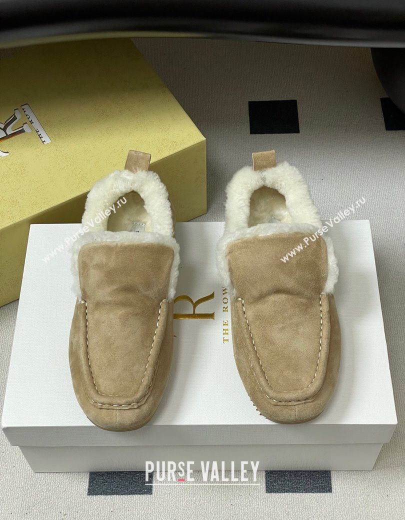 The Row Suede and Wool Flat Loafers Beige 2025 TR120804 (MD-251208083)