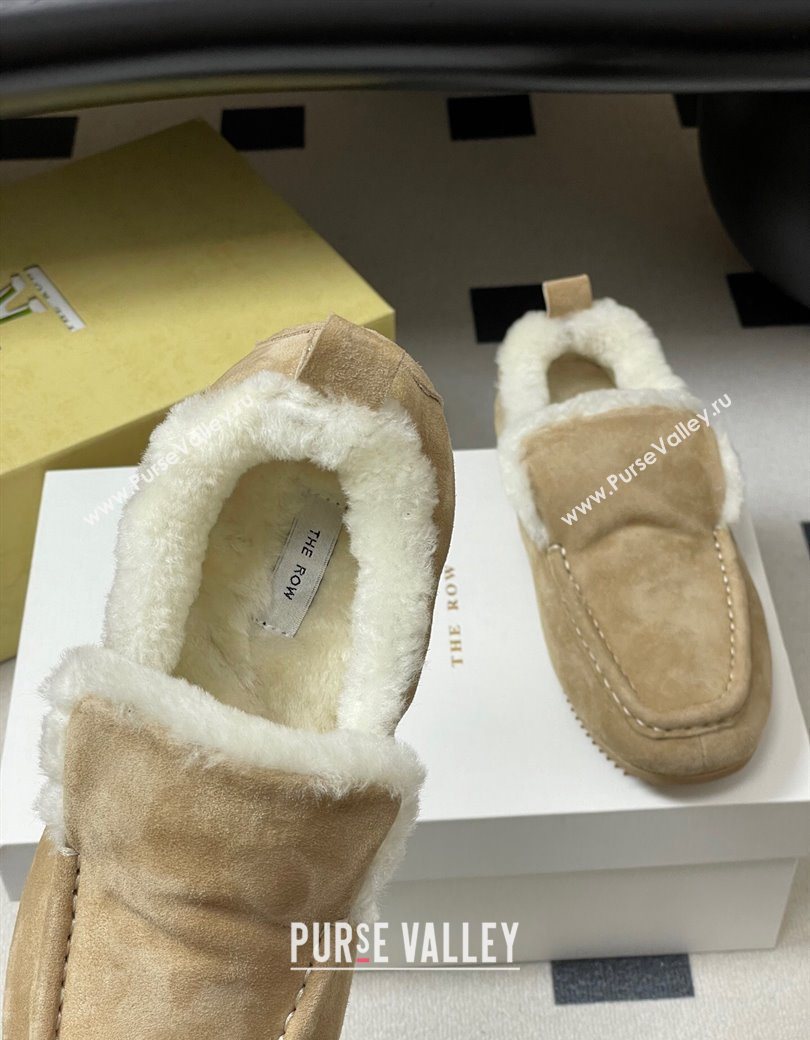 The Row Suede and Wool Flat Loafers Beige 2025 TR120804 (MD-251208083)