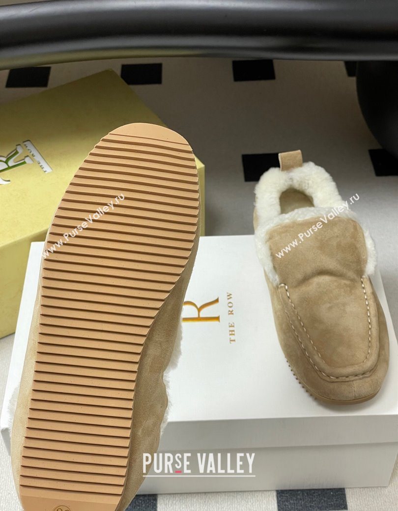 The Row Suede and Wool Flat Loafers Beige 2025 TR120804 (MD-251208083)