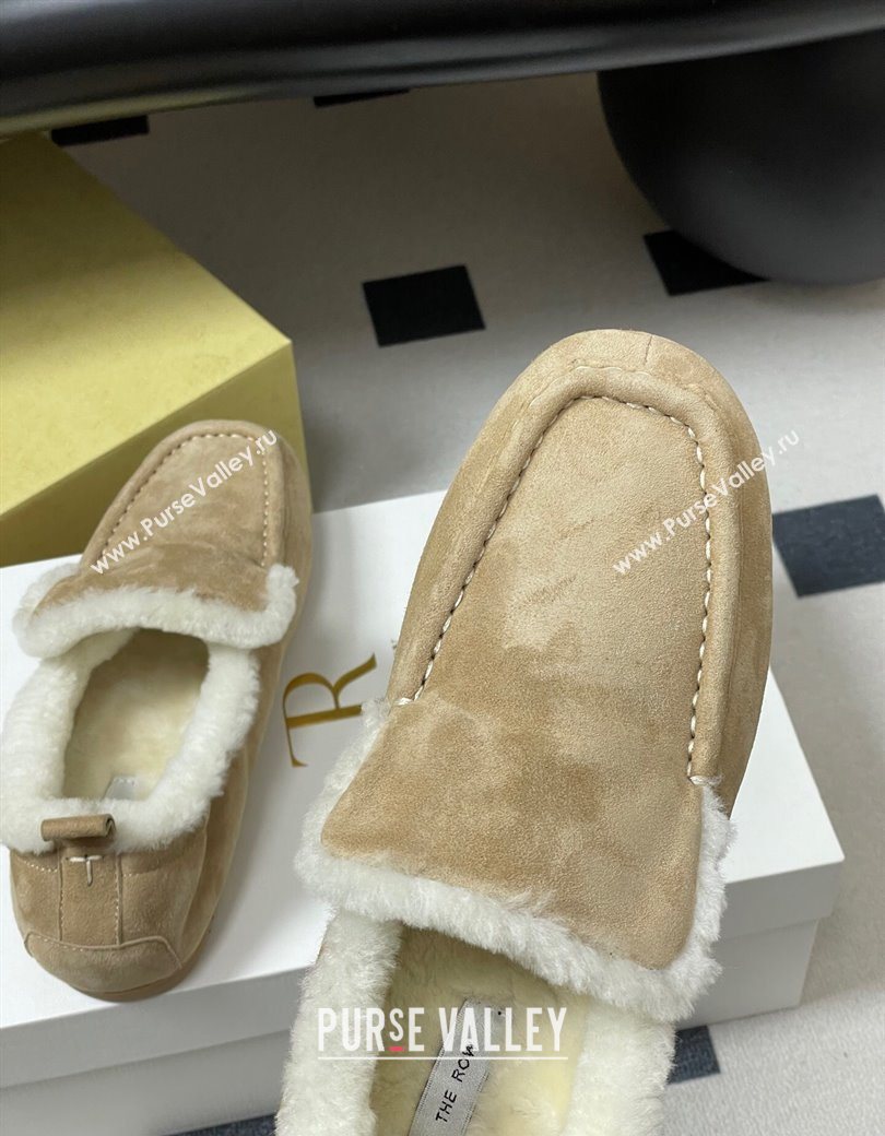 The Row Suede and Wool Flat Loafers Beige 2025 TR120804 (MD-251208083)