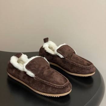 The Row Suede and Wool Flat Loafers Brown 2025 TR120804 (MD-251208084)