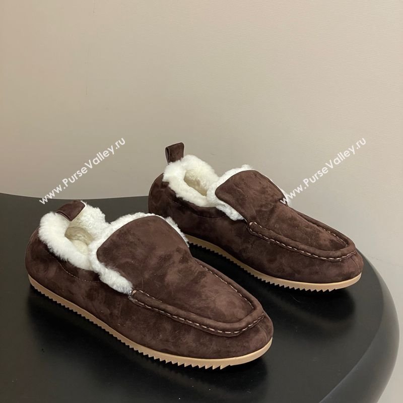 The Row Suede and Wool Flat Loafers Brown 2025 TR120804 (MD-251208084)
