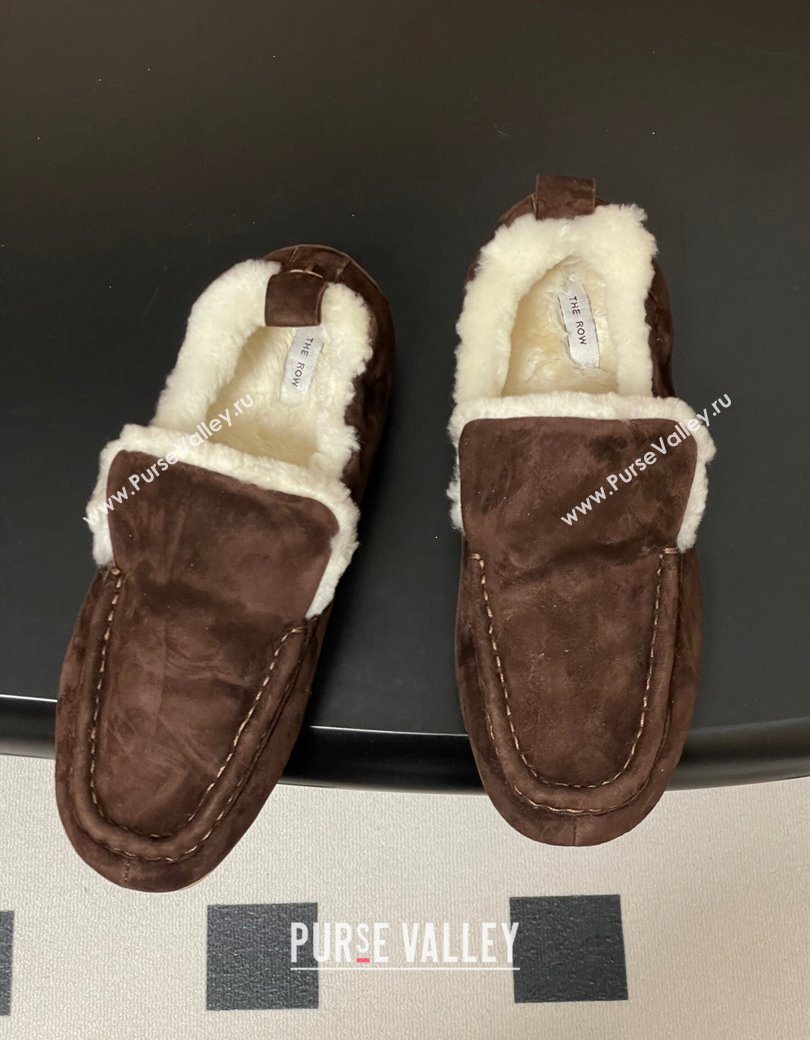 The Row Suede and Wool Flat Loafers Brown 2025 TR120804 (MD-251208084)