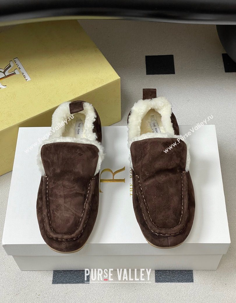 The Row Suede and Wool Flat Loafers Brown 2025 TR120804 (MD-251208084)