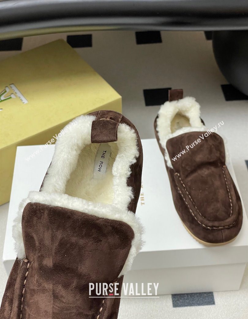 The Row Suede and Wool Flat Loafers Brown 2025 TR120804 (MD-251208084)