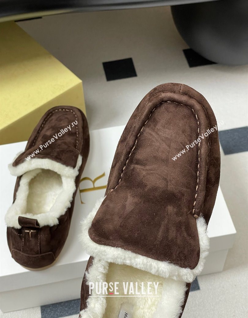 The Row Suede and Wool Flat Loafers Brown 2025 TR120804 (MD-251208084)