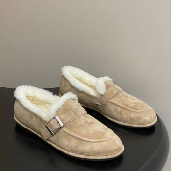 The Row Suede and Wool Flat Loafers with Buckle Beige 2025 TR120805 (MD-251208086)