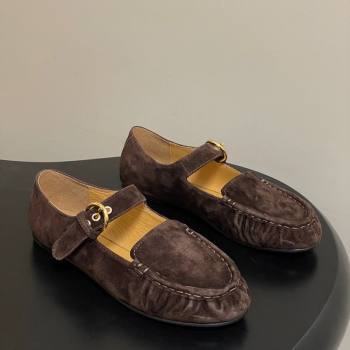 The Row Suede Loafers with Buckle Strap Brown 2025 TR120801 (KL-251208076)