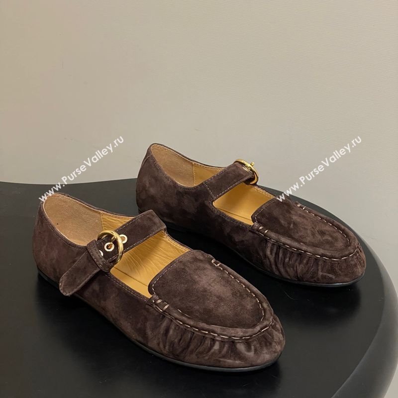 The Row Suede Loafers with Buckle Strap Brown 2025 TR120801 (KL-251208076)