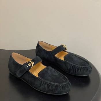 The Row Suede Loafers with Buckle Strap Black 2025 TR120801 (KL-251208074)
