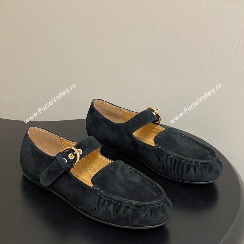 The Row Suede Loafers with Buckle Strap Black 2025 TR120801 (KL-251208074)