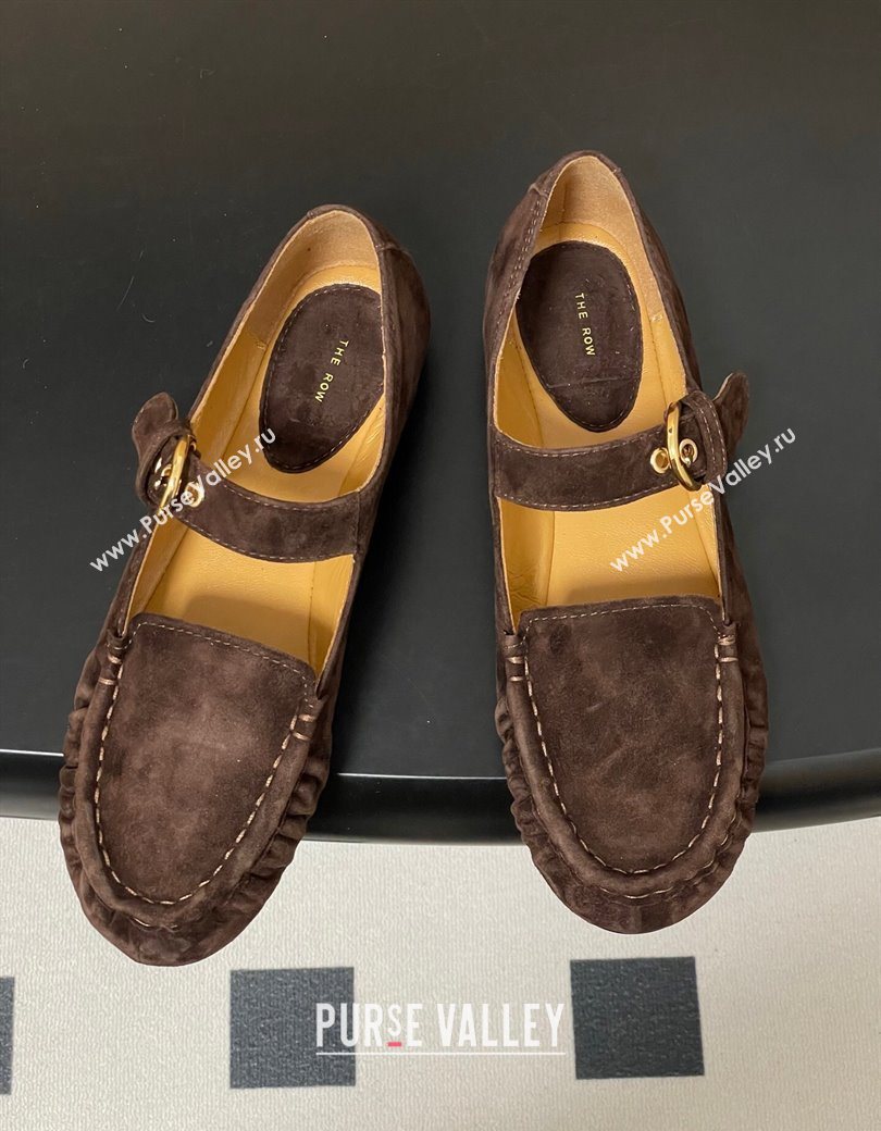 The Row Suede Loafers with Buckle Strap Brown 2025 TR120801 (KL-251208076)