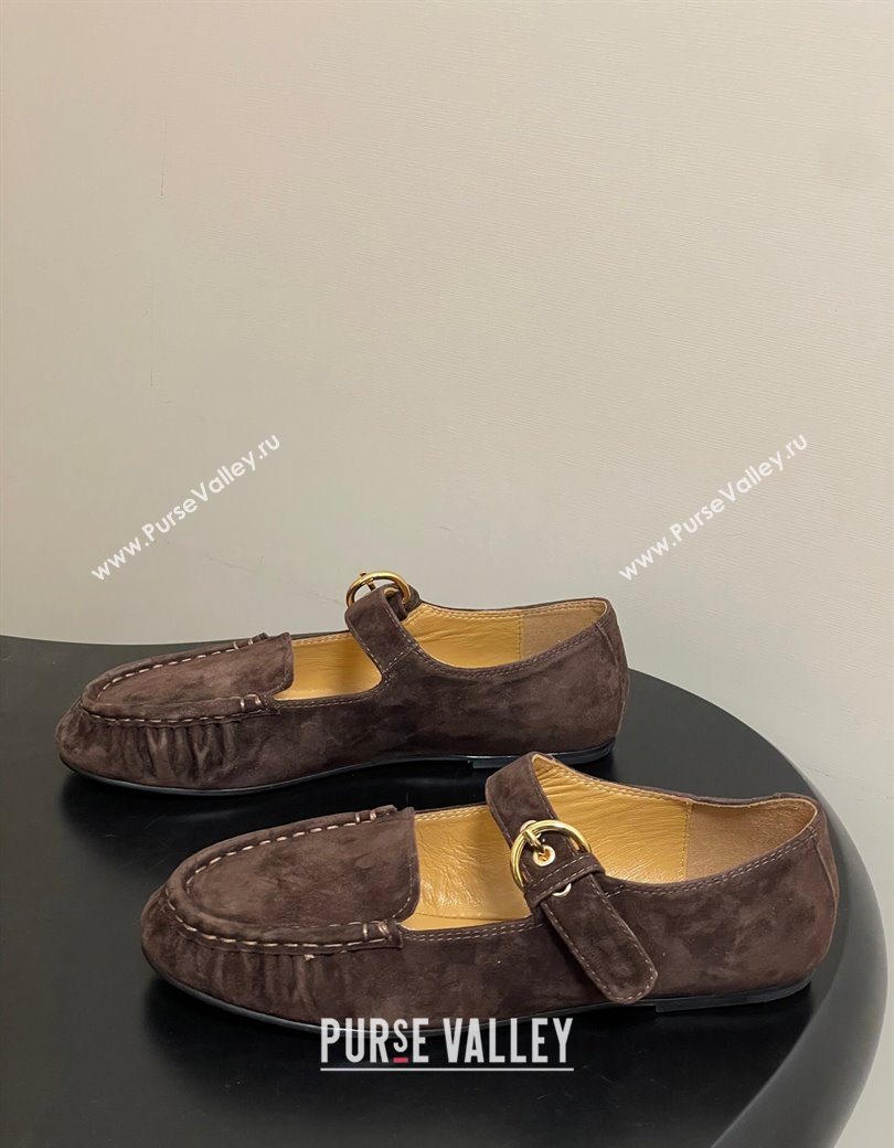 The Row Suede Loafers with Buckle Strap Brown 2025 TR120801 (KL-251208076)
