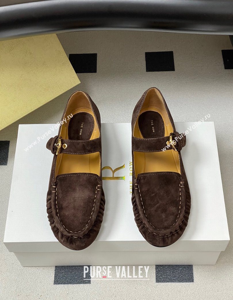 The Row Suede Loafers with Buckle Strap Brown 2025 TR120801 (KL-251208076)