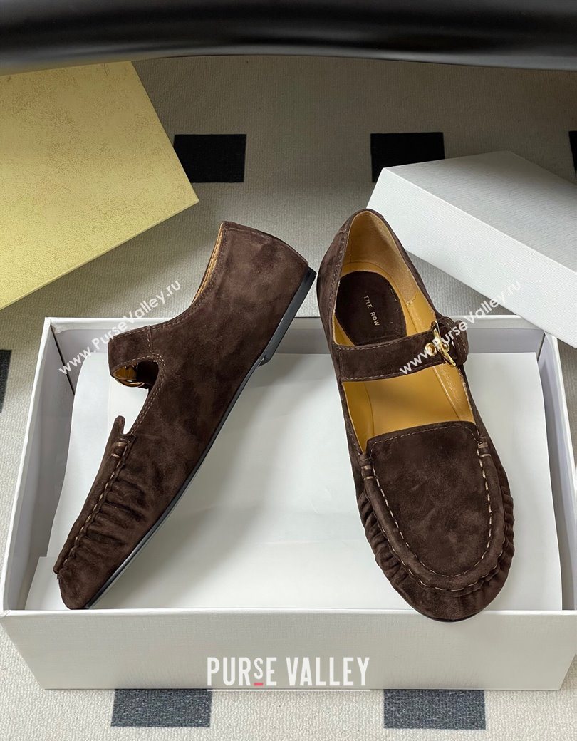 The Row Suede Loafers with Buckle Strap Brown 2025 TR120801 (KL-251208076)