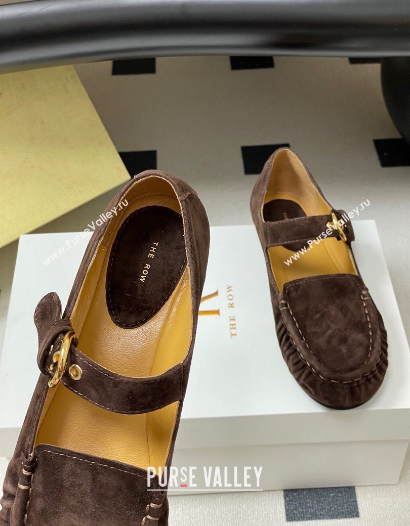 The Row Suede Loafers with Buckle Strap Brown 2025 TR120801 (KL-251208076)