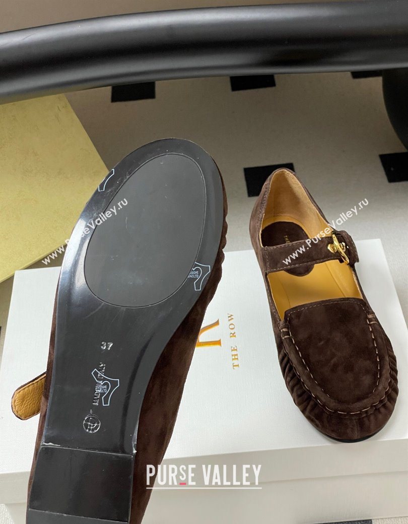 The Row Suede Loafers with Buckle Strap Brown 2025 TR120801 (KL-251208076)