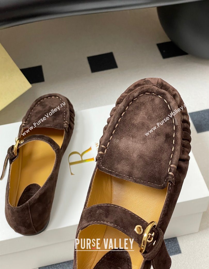 The Row Suede Loafers with Buckle Strap Brown 2025 TR120801 (KL-251208076)