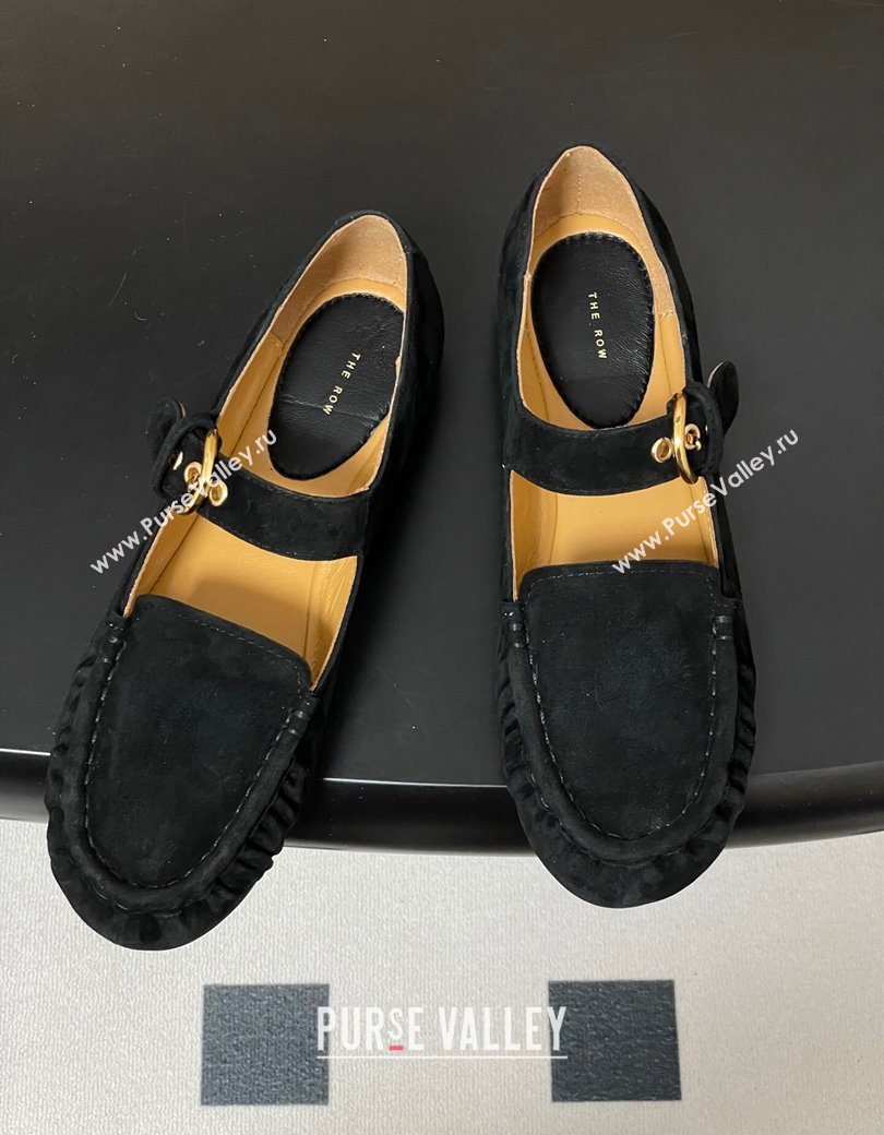 The Row Suede Loafers with Buckle Strap Black 2025 TR120801 (KL-251208074)