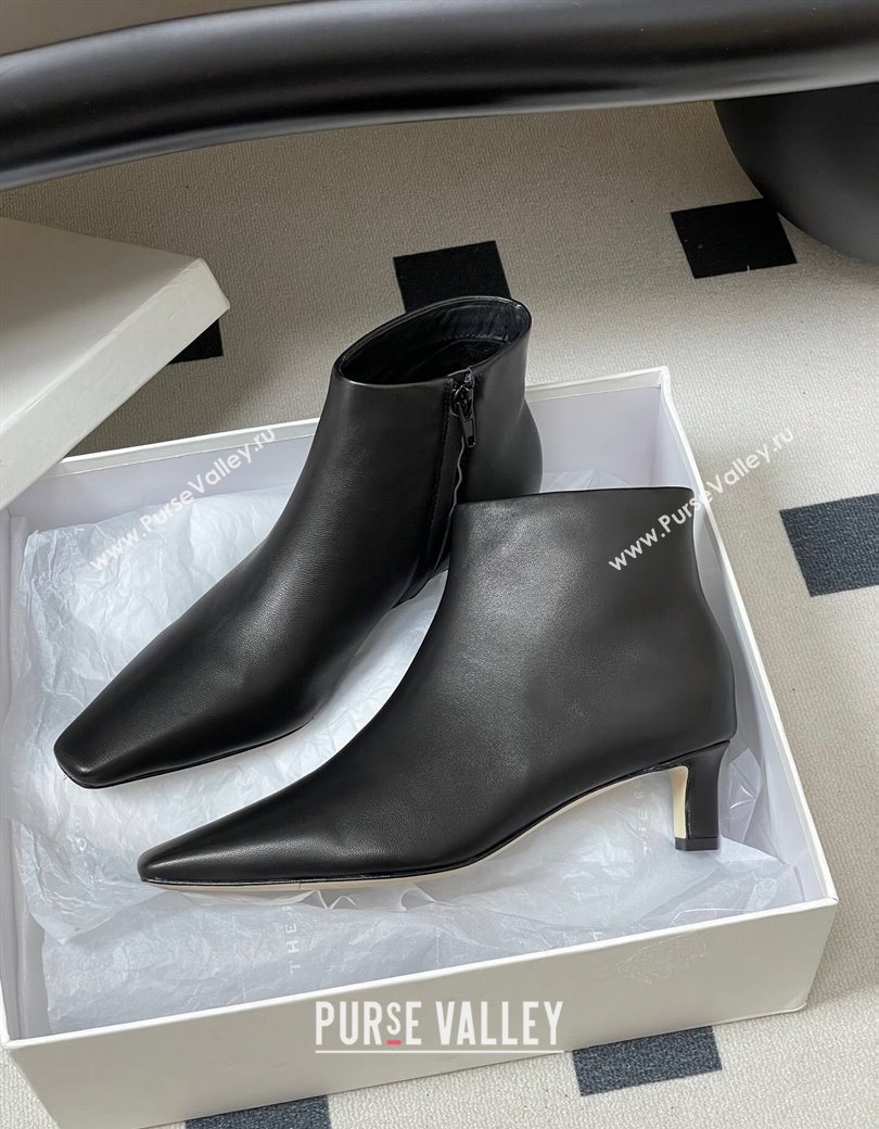 The Row Carla Leather Heel Ankle Boots 4cm Black 2025 TR120811 (MD-251208102)